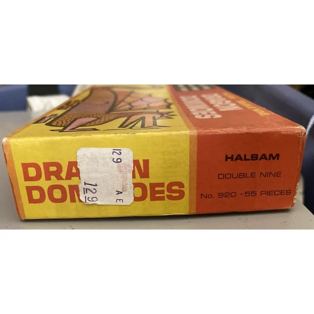 Vintage Halsam Dragon Dominoes Double Nine Set - 1960s Mid-Century Retro Game -